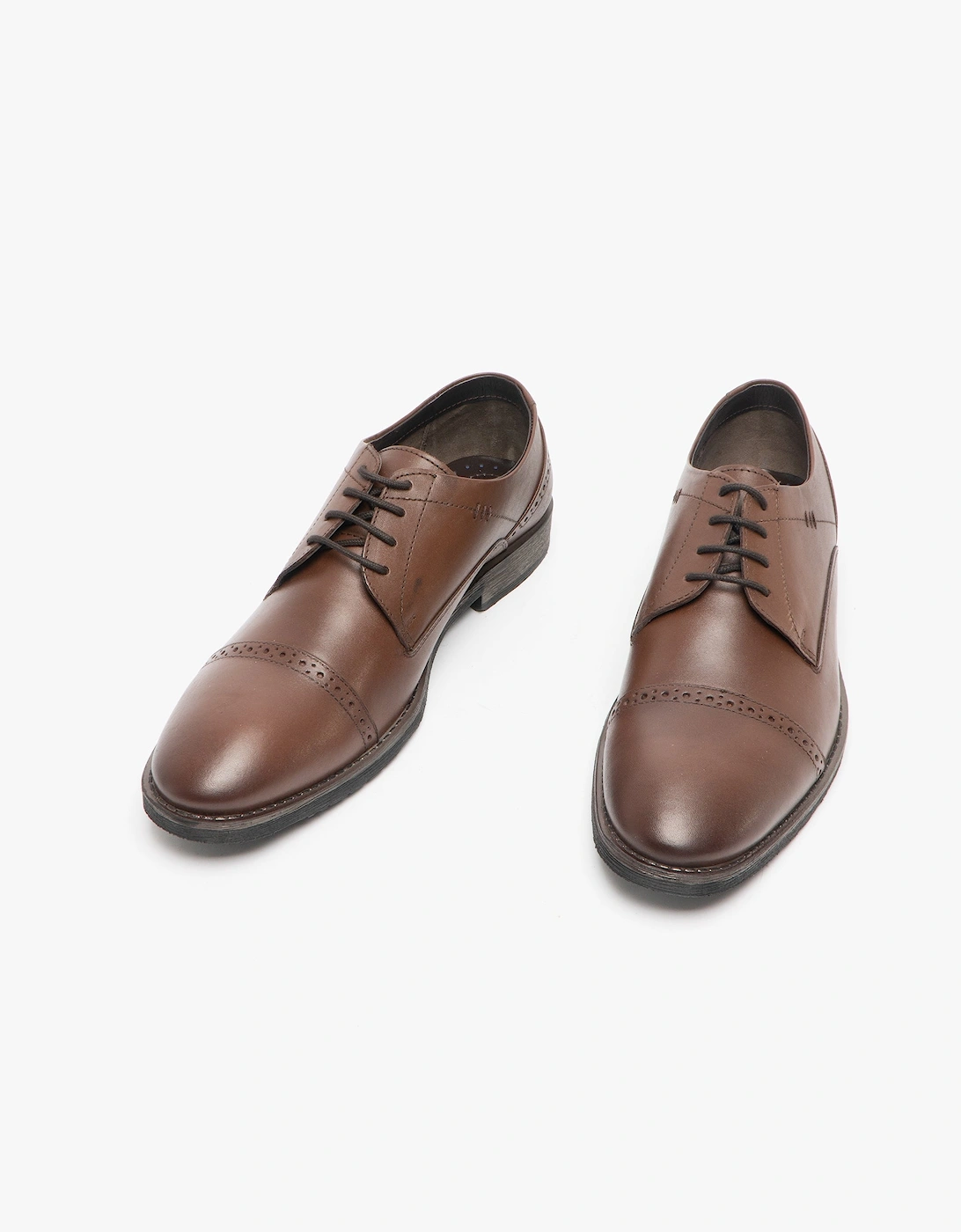 CRAIG LUGANDA Mens Leather Derby Shoes Brown