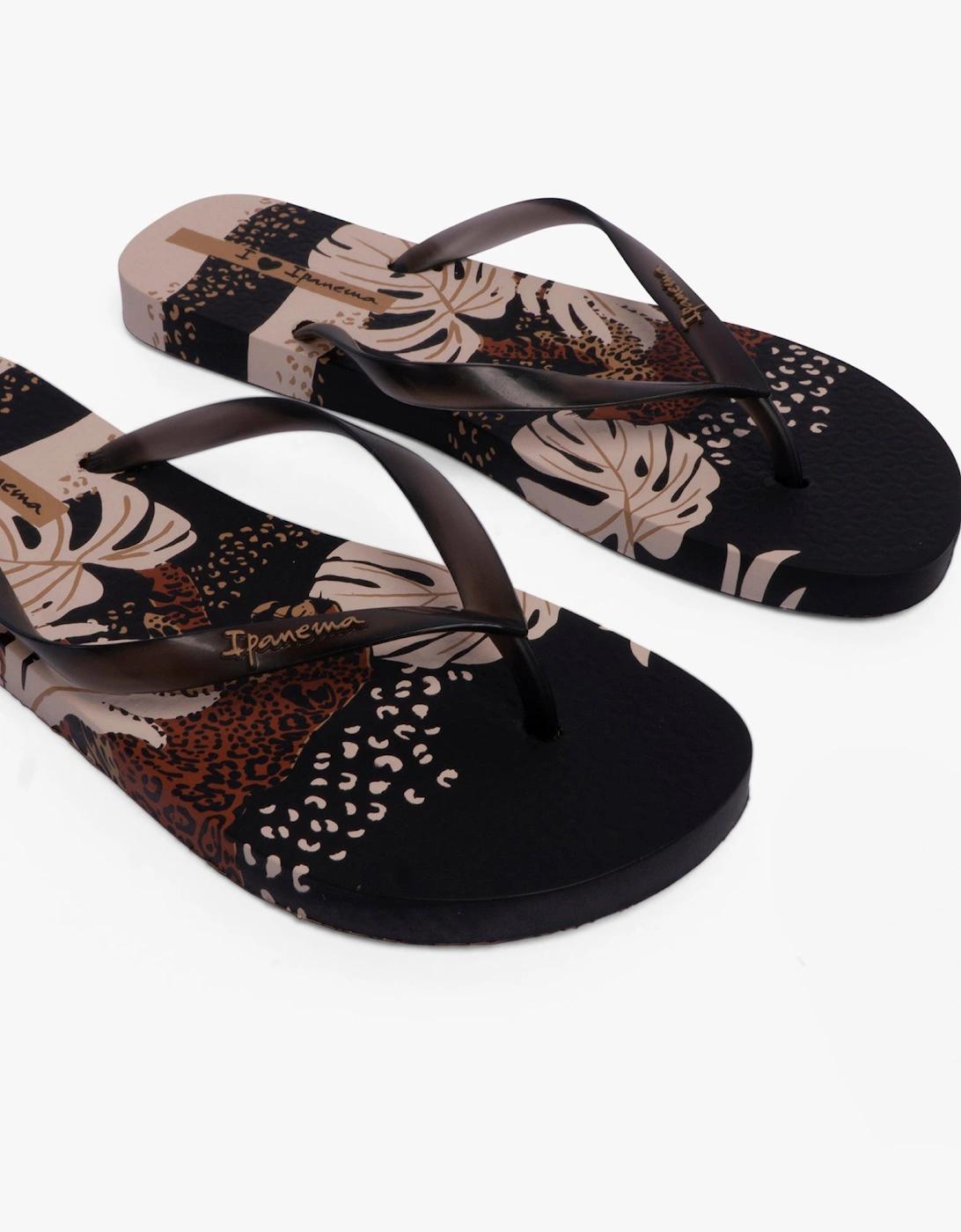 I LOVE SUN PRINT Womens Flip Flops Black