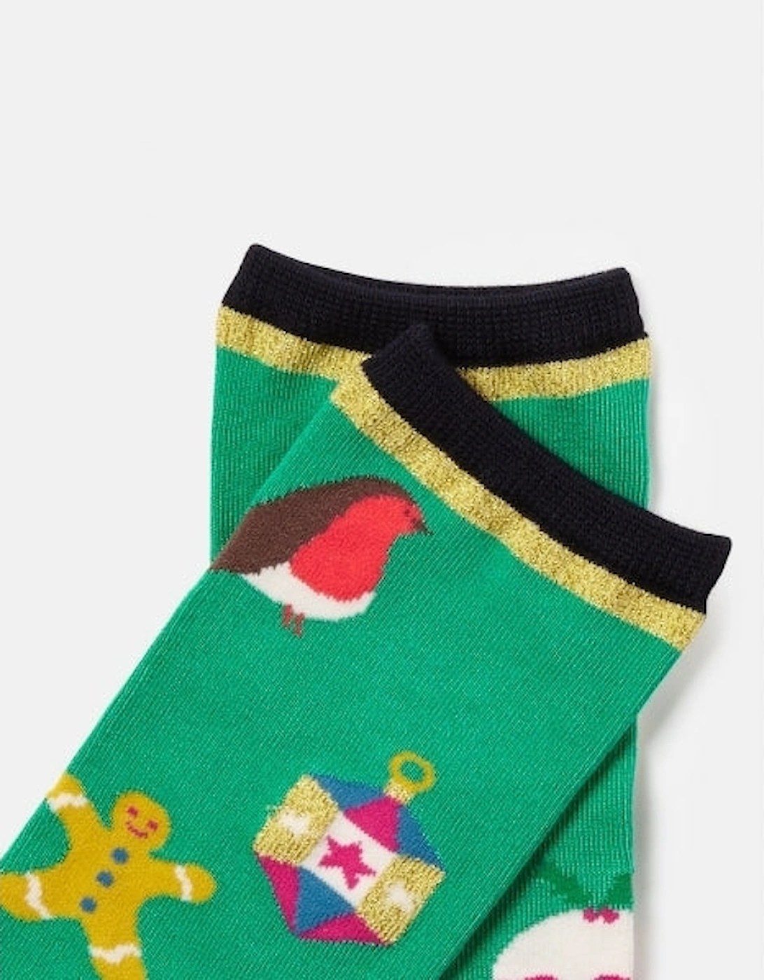 GIFT SOCK Womens Socks Green Xmas: UK 4-8