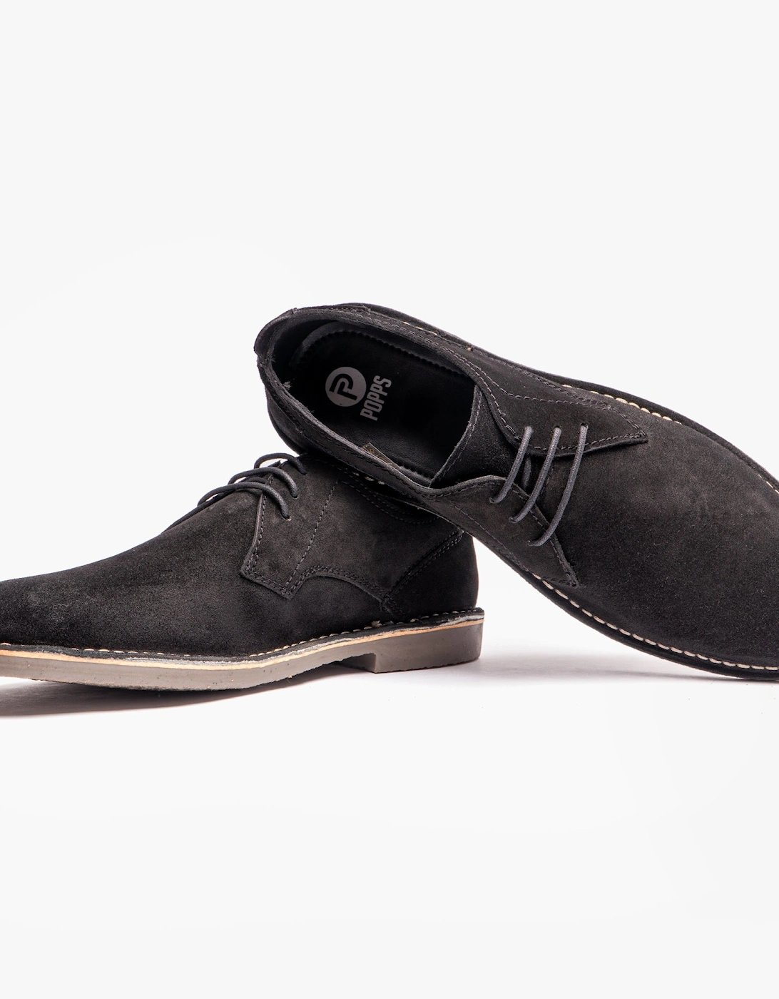 JONAS Mens Suede Desert Shoes Black