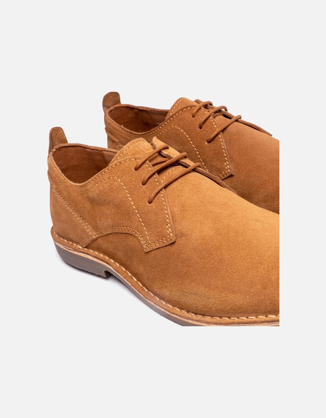 JONAS Mens Suede Desert Shoes Cognac