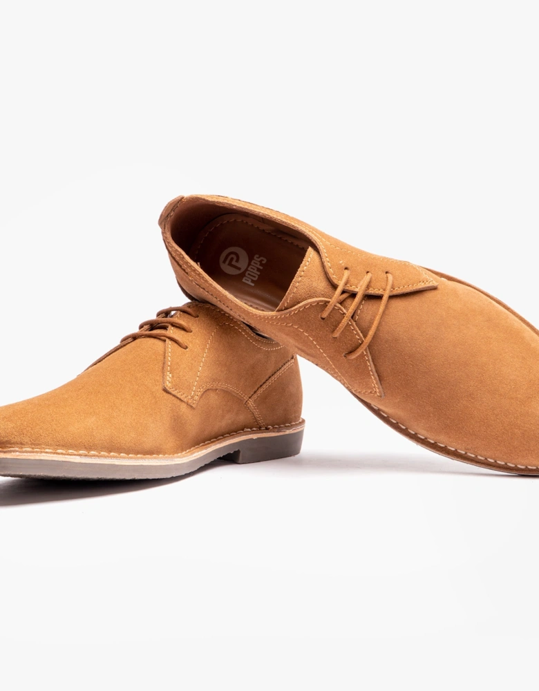 JONAS Mens Suede Desert Shoes Cognac