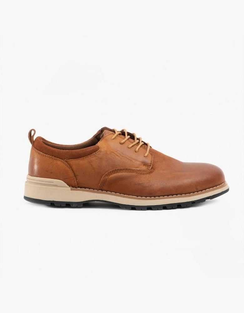 DYLAN Mens Leather Derby Shoes Brown