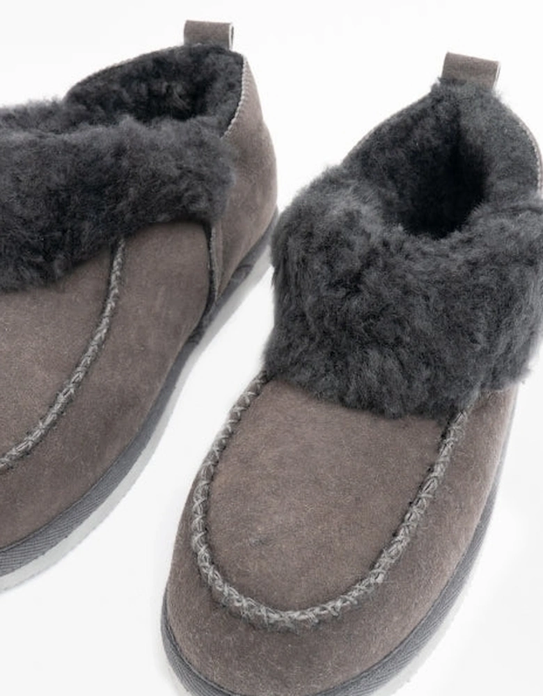 ALBINA Womens Sheepskin Slipper Boots Asphalt