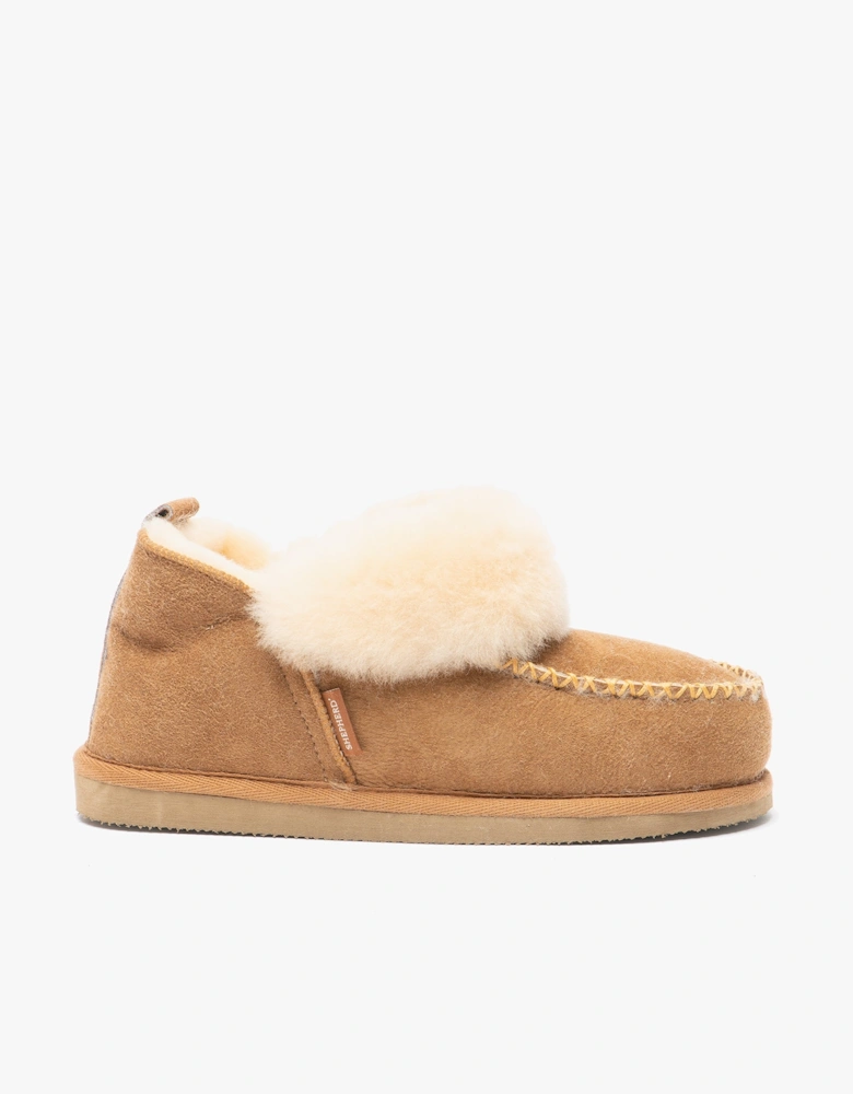 ALBINA Womens Sheepskin Slipper Boots Chestnut