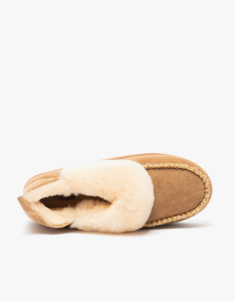 ALBINA Womens Sheepskin Slipper Boots Chestnut