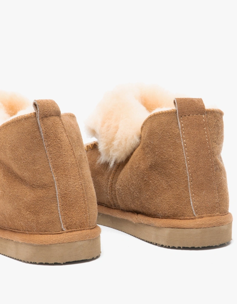 ALBINA Womens Sheepskin Slipper Boots Chestnut