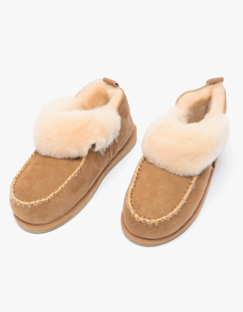 ALBINA Womens Sheepskin Slipper Boots Chestnut