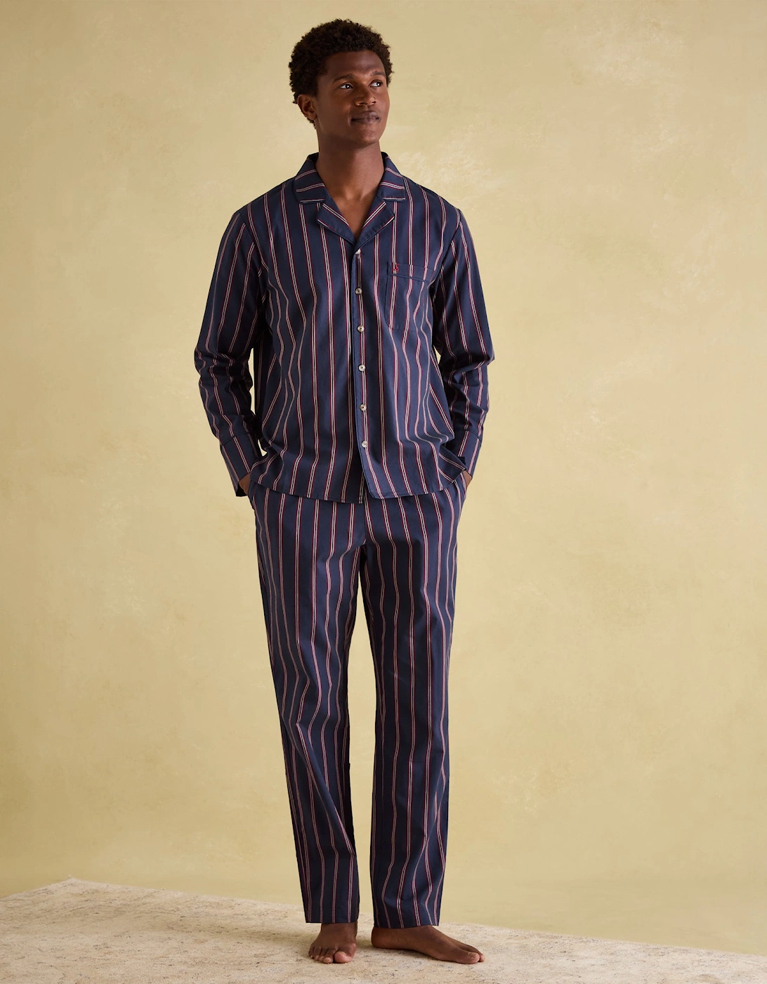 HUGO Mens Pyjama Set Navy Stripe, 8 of 7