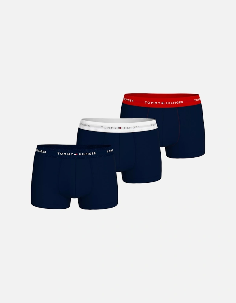 SIGNATURE COTTON ESS Mens  3 -Pack Trunks Primary Red/White/Desert Sky