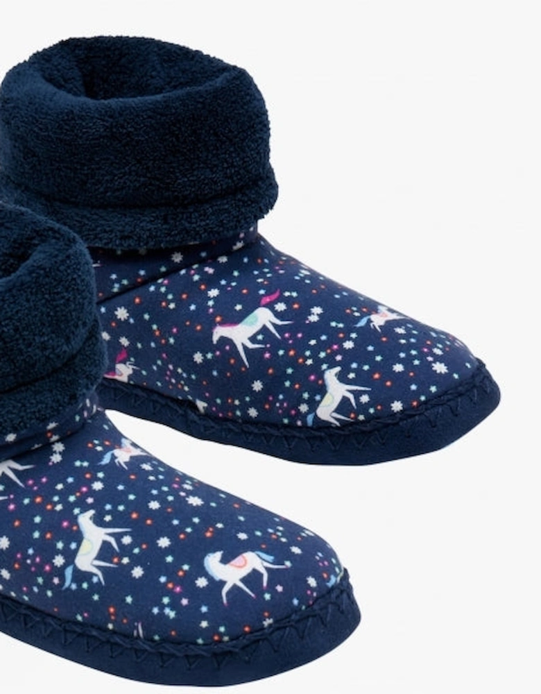 JNR PADABOUT Girls Bootie Slippers Blue Horse