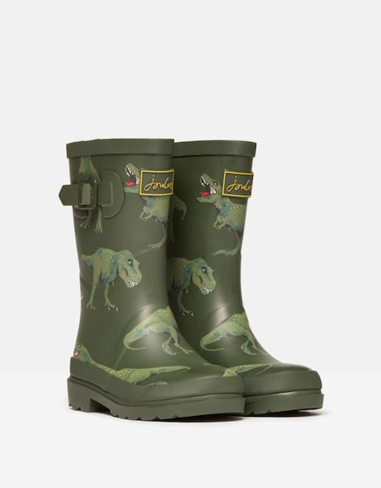 JNR WELLY PRINT Boys Wellies Green Dino