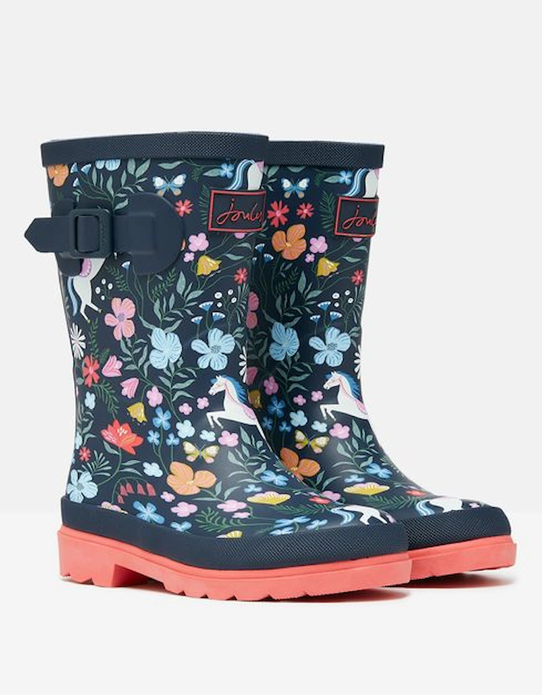 JNR WELLY PRINT Girls Wellies Navy Horse