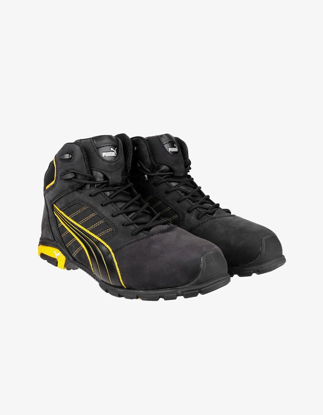 AMSTERDAM 632240 Mens Leather Safety Boots Black/Yellow