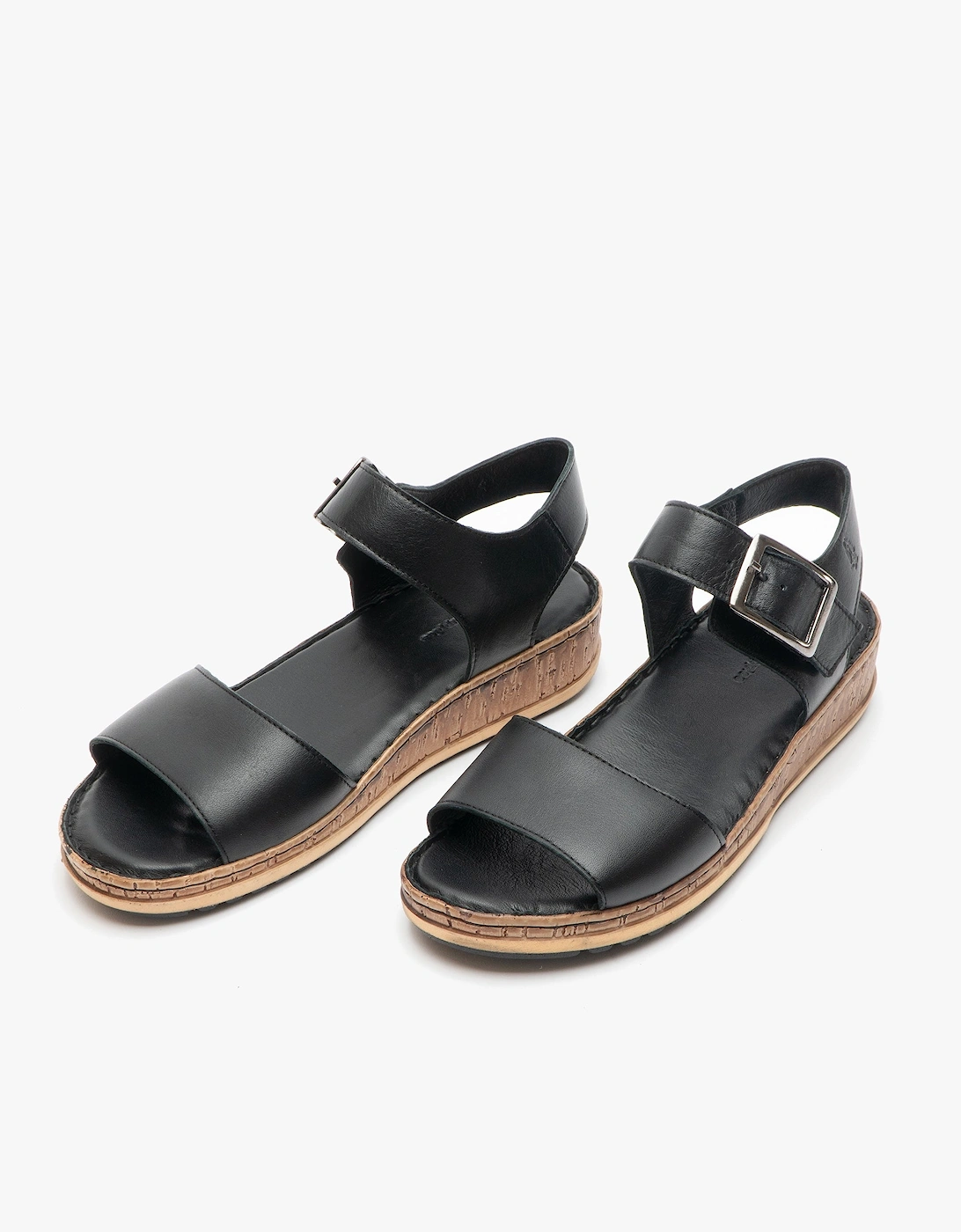 ELLIE Womens Leather Sandals Black