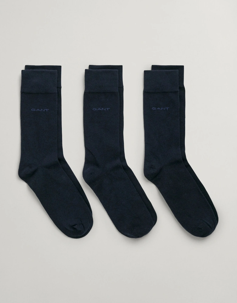 Mens 3 Pack Soft Cotton Socks Marine