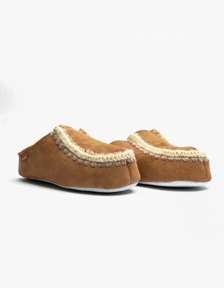 BEATRICE Womens Sheepskin Mules Chestnut