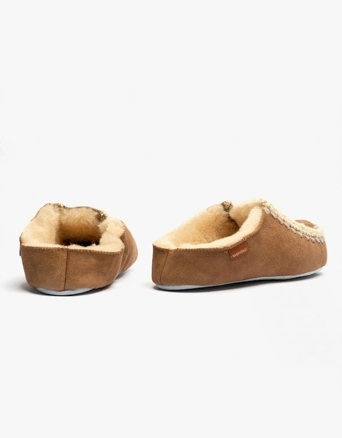 BEATRICE Womens Sheepskin Mules Chestnut