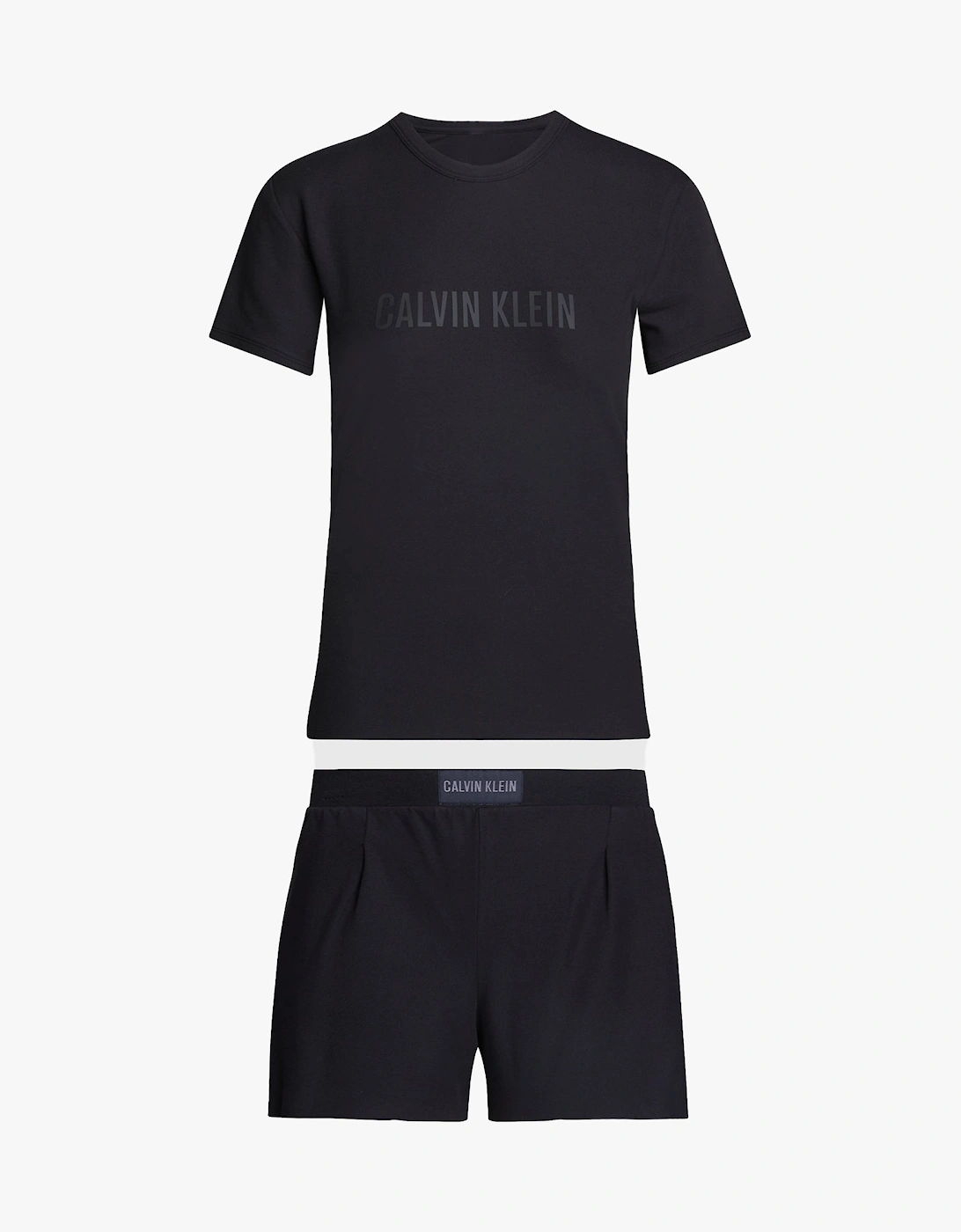 Women's Calvin Klein INTENSE POWER Womens Short Pyjama Set Black - Size: 12