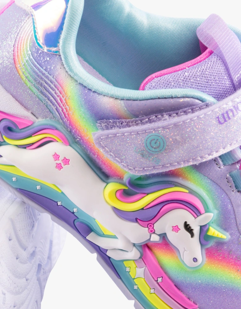 302298-L/N-UNICORN CHASER Girls Trainers Lavender/Multi