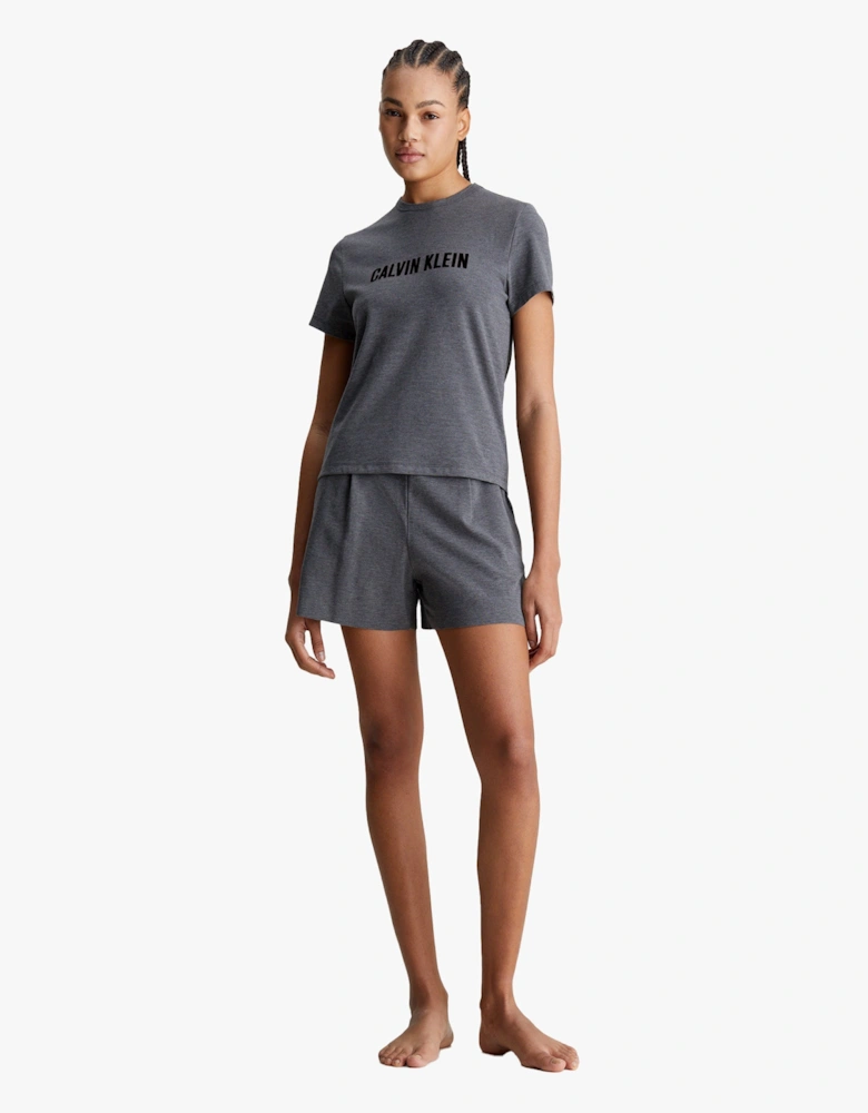 INTENSE POWER Womens Short Pyjama Set Charcoal Heather