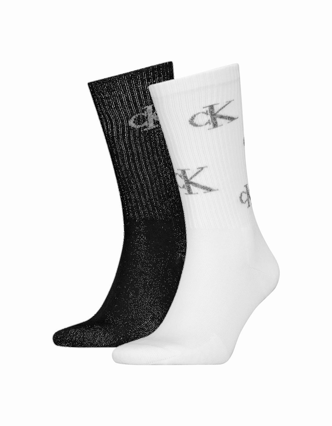 2 Pack Logo Trainer Mens Crew Socks White/Black, 3 of 2