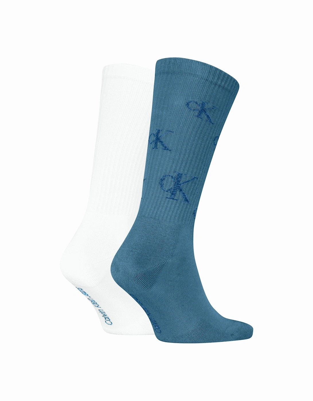 2 Pack Logo Trainer Mens Crew Socks Blue/White