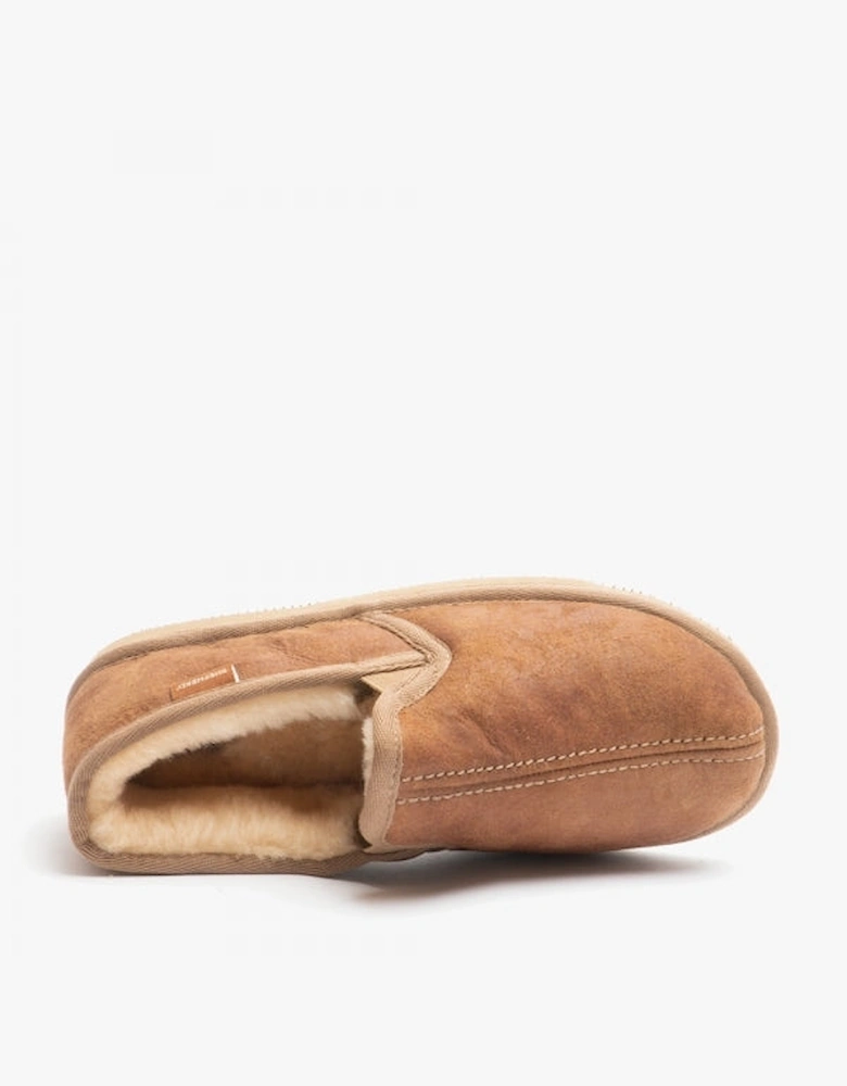 BOSSE Mens Sheepskin Full Slippers Brown