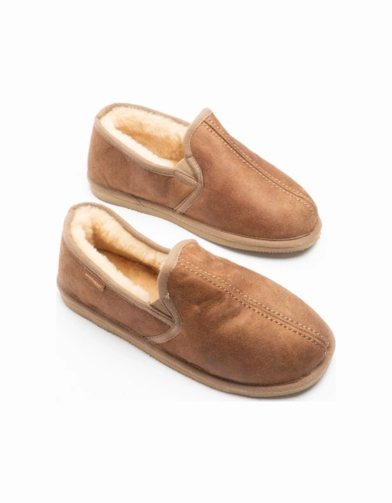 BOSSE Mens Sheepskin Full Slippers Brown