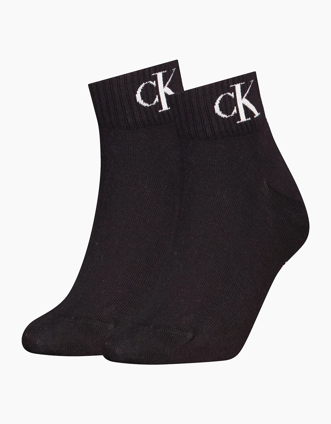 Women's Calvin Klein 2 Pack Logo Trainer Womens Ankle Socks Black - Size: 4.5/5/2/2.5/3/3.5/4