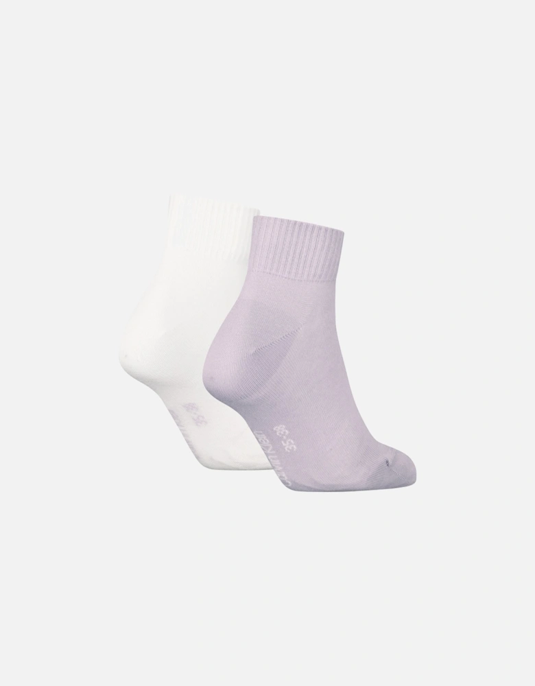 2 Pack Logo Trainer Womens Ankle Socks Lilac