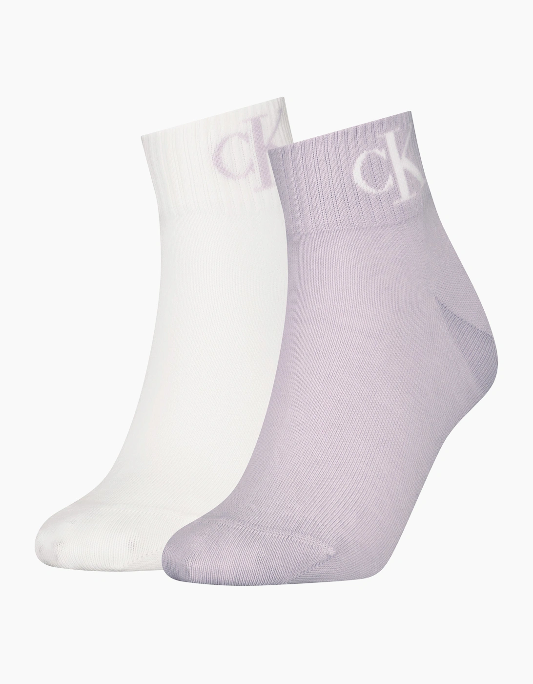Women's Calvin Klein 2 Pack Logo Trainer Womens Ankle Socks Lilac - Multi - Size: 6.5/7/7.5/8/8.5/9/6