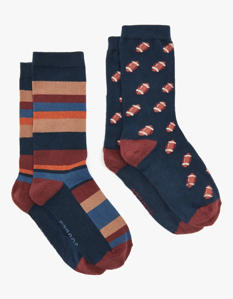 KINGSBURY 2-Pack Mens Socks Navy Burgundy