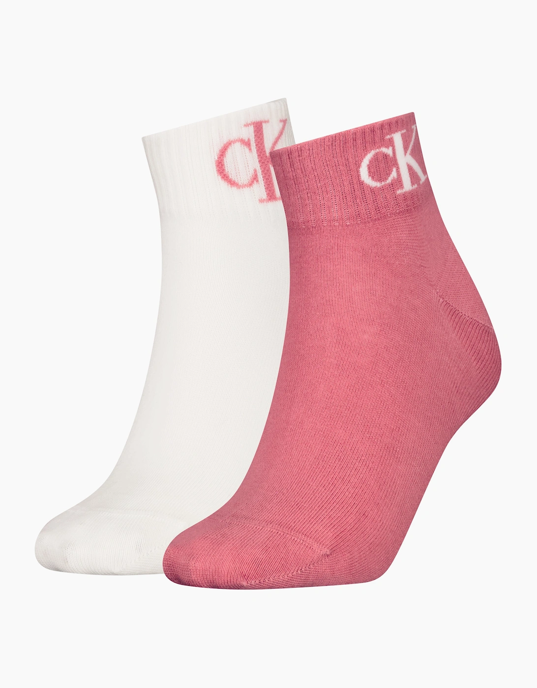 Women's Calvin Klein 2 Pack Logo Trainer Womens Ankle Socks Pink - Multi - Size: UK 6-7.5