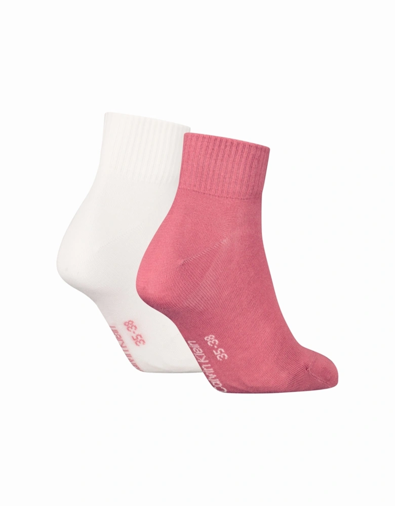 2 Pack Logo Trainer Womens Ankle Socks Pink