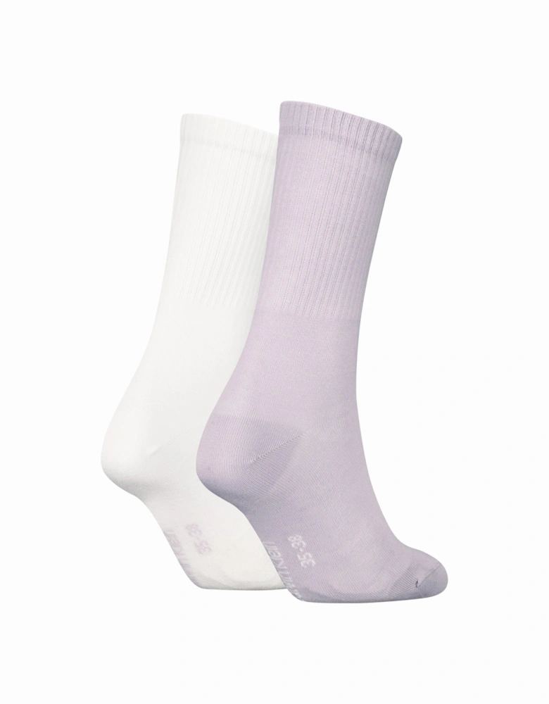 2 Pack Logo Trainer Womens Crew Socks Lilac