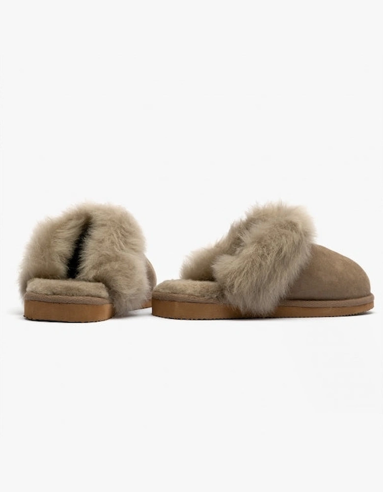 EVELINA Womens Sheepskin Mules Stone