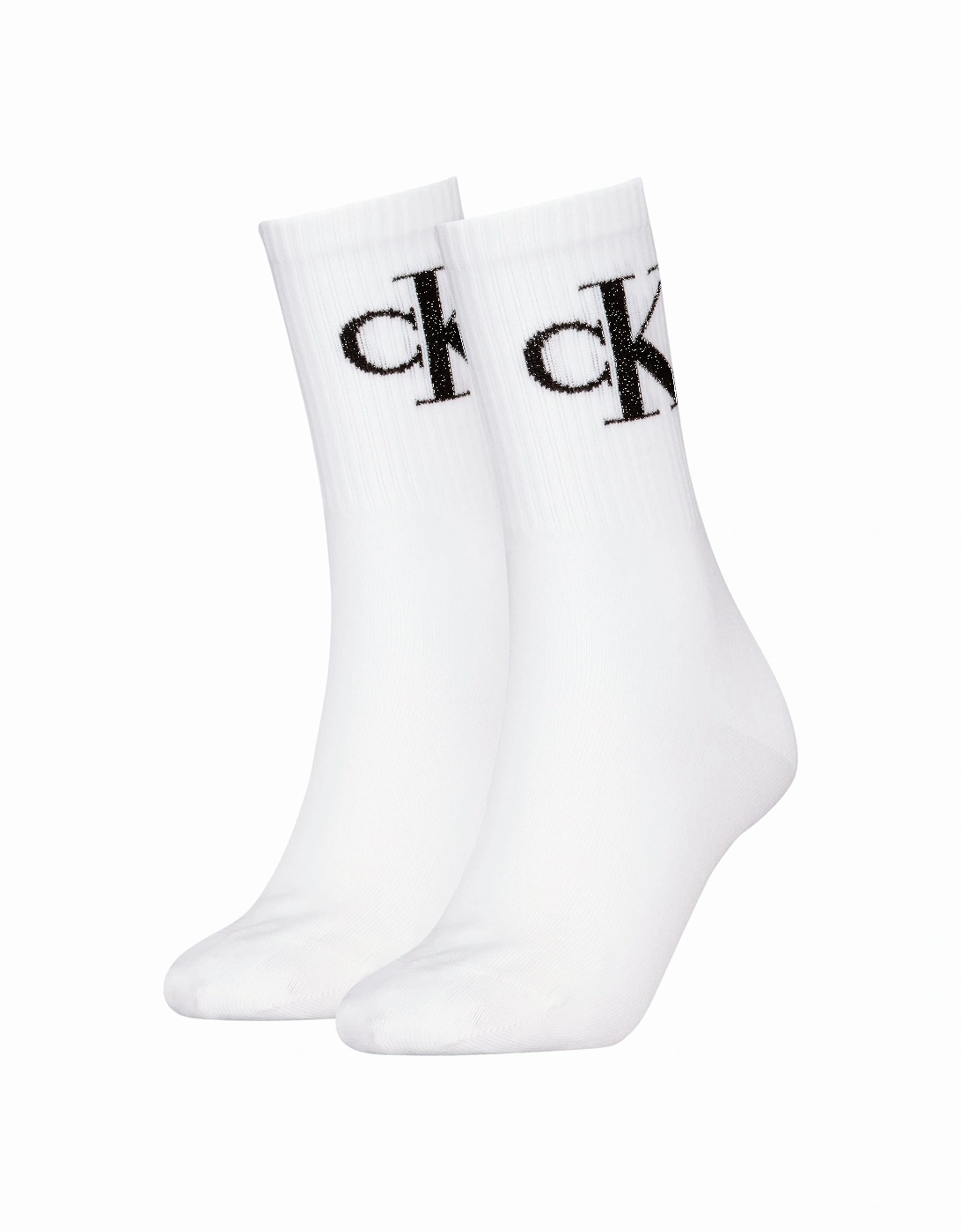 2 Pack Logo Trainer Womens Crew Socks White, 3 of 2