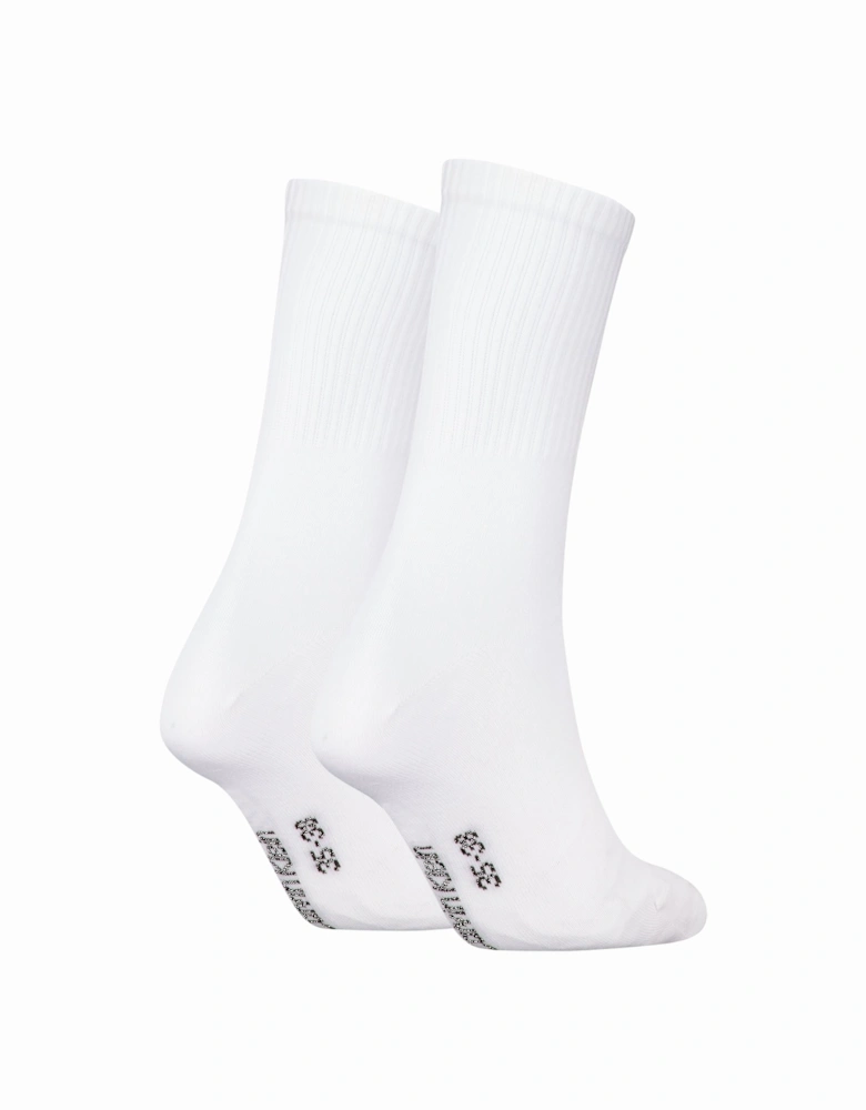 2 Pack Logo Trainer Womens Crew Socks White