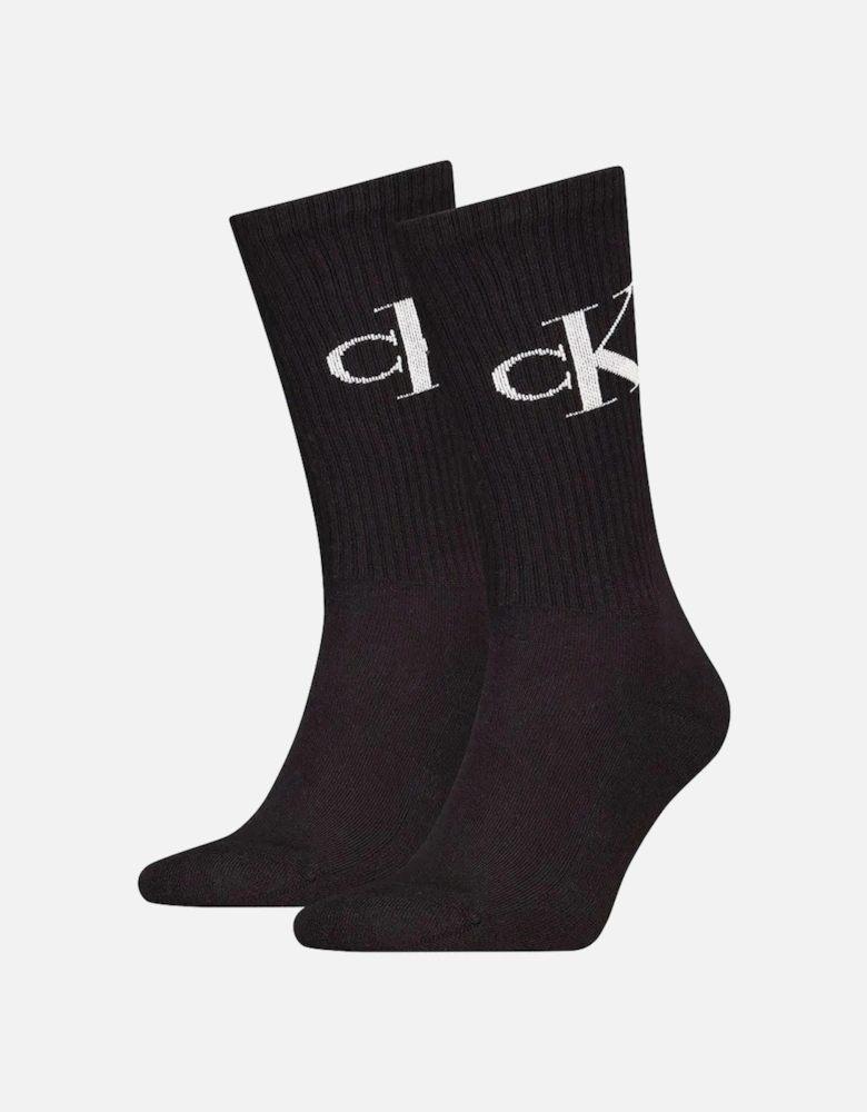 2 Pack Monogram Mens Socks Black