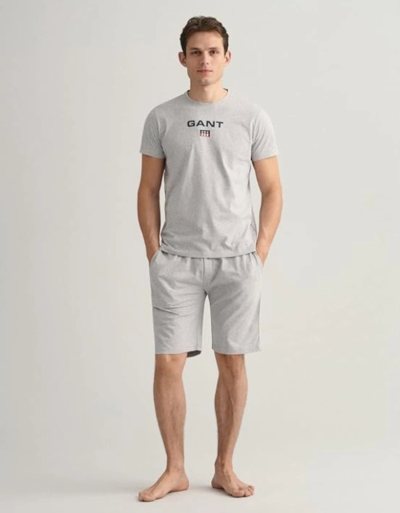 SHIELD Mens Pajama T-Shirt Light Grey Melange