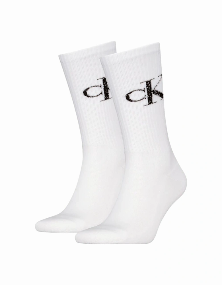 2 Pack Monogram Mens Socks White