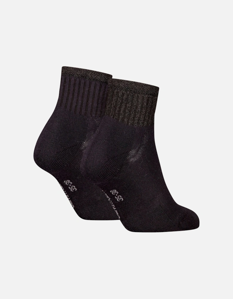 2 Pack Trainer Womens Ankle Socks Black