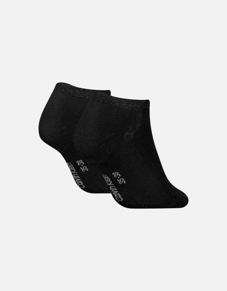 2 Pack Trainer Womens Ankle Socks Black