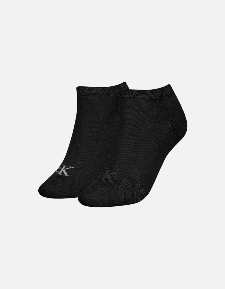 2 Pack Trainer Womens Ankle Socks Black