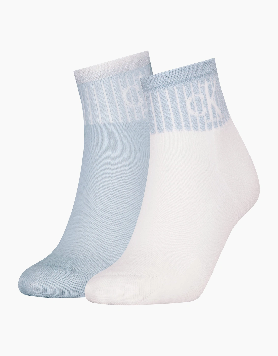 Women's Calvin Klein 2 Pack Trainer Womens Ankle Socks Blue/White - Multi - Size: 4.5/5/2/2.5/3/3.5/4