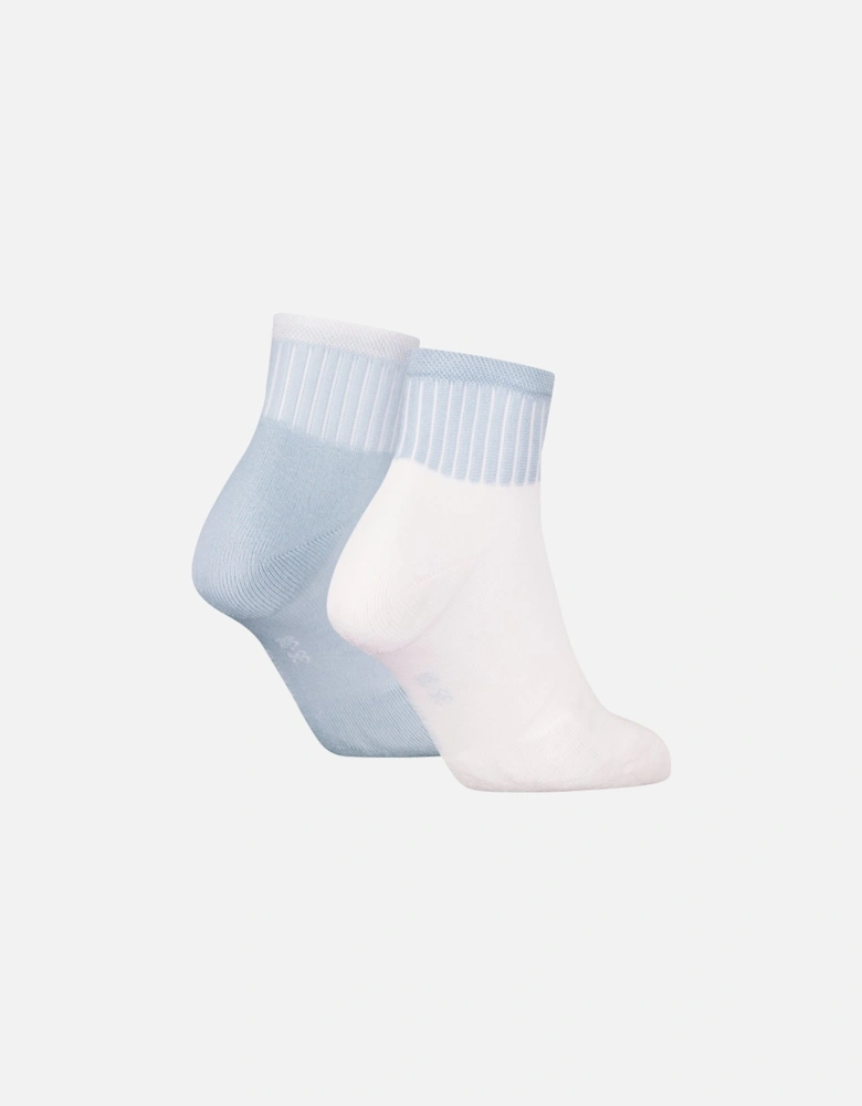 2 Pack Trainer Womens Ankle Socks Blue/White