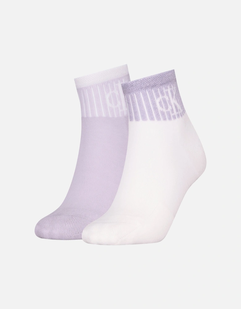 2 Pack Trainer Womens Ankle Socks Lilac/White