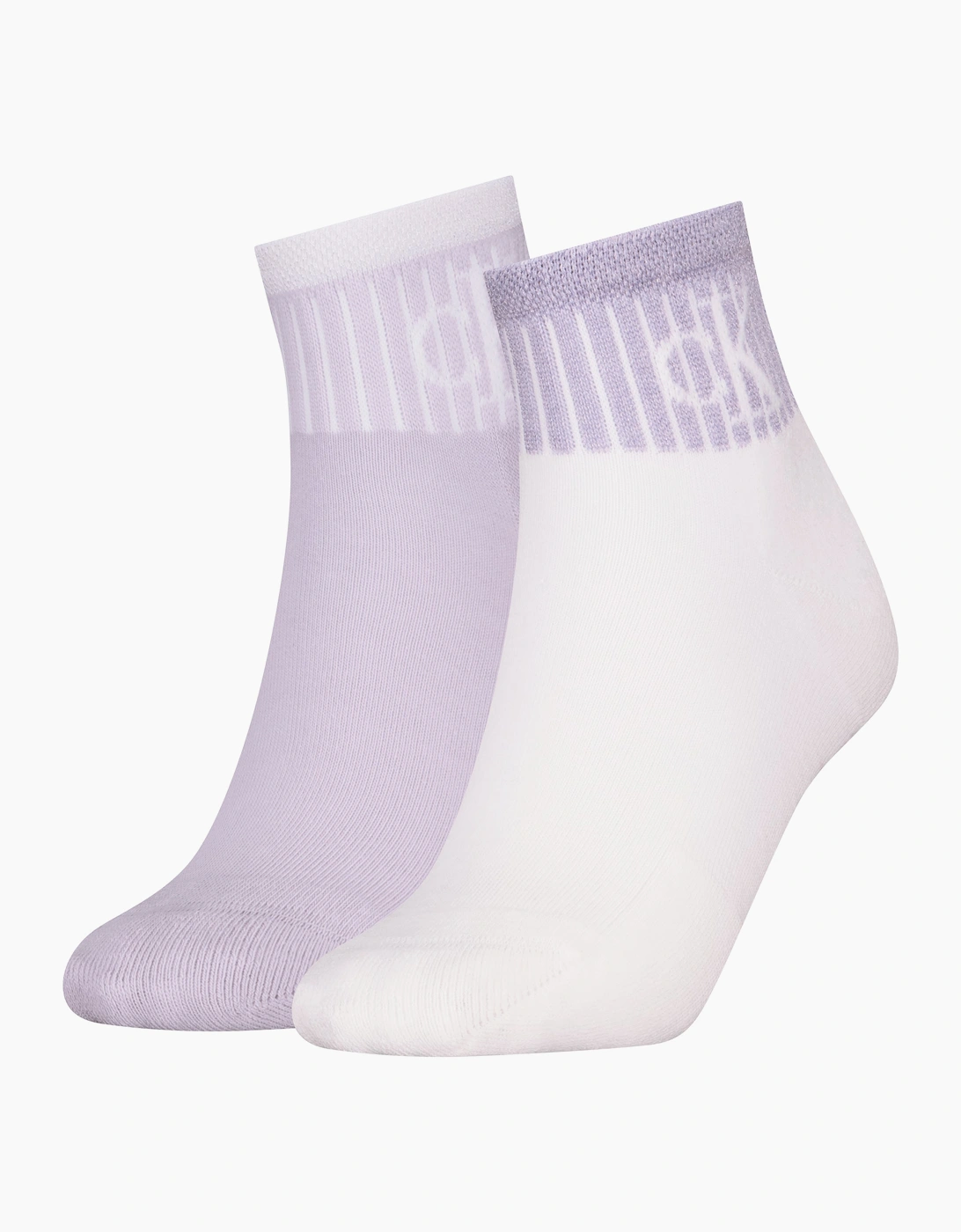 Women's Calvin Klein 2 Pack Trainer Womens Ankle Socks Lilac/White - Multi - Size: 6.5/7/7.5/8/8.5/9/6