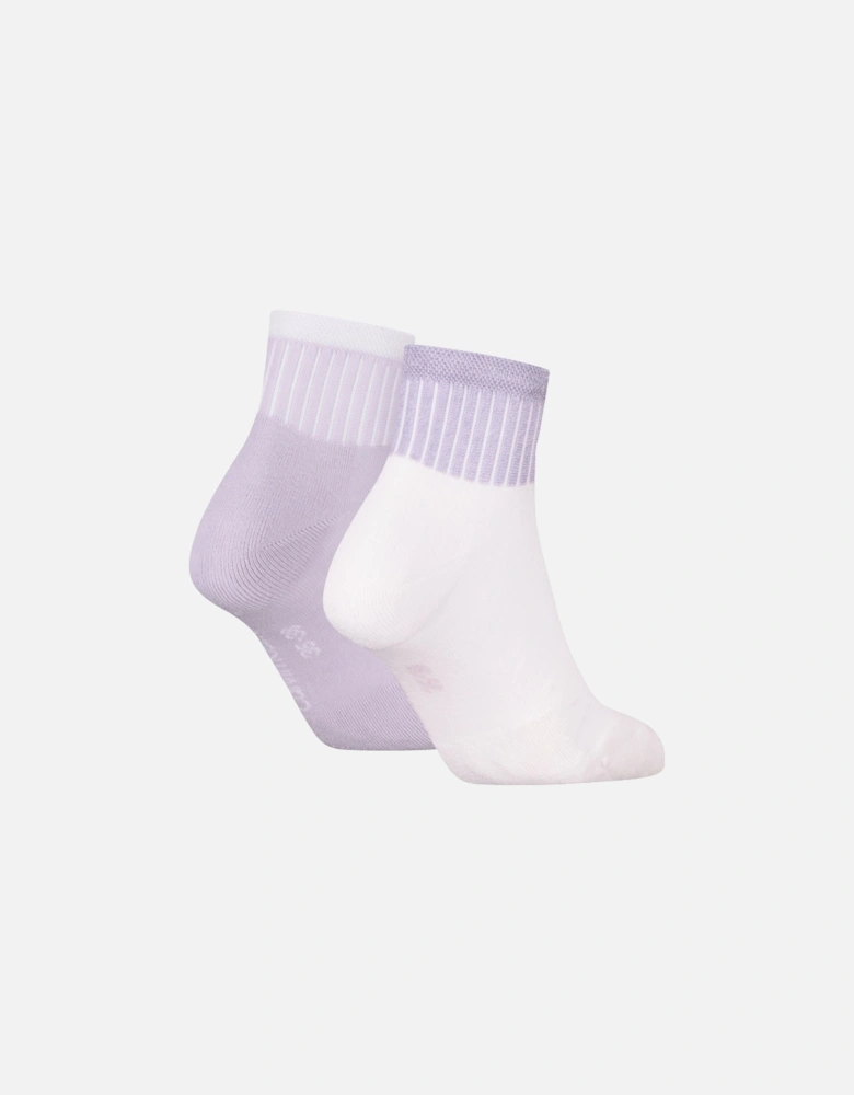 2 Pack Trainer Womens Ankle Socks Lilac/White